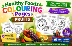 Healthy Foods Colouring Pages – Fruits
