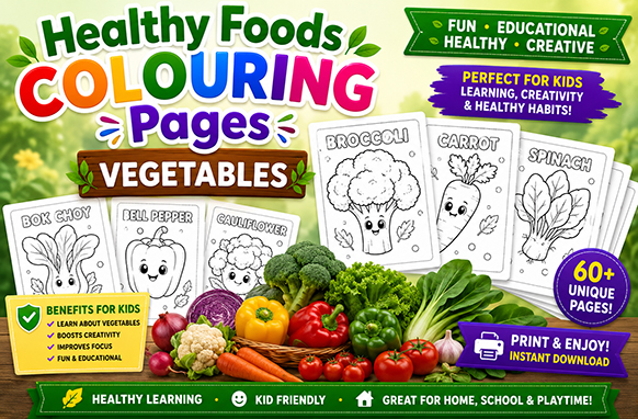 Healthy Foods Colouring Pages – Vegetables