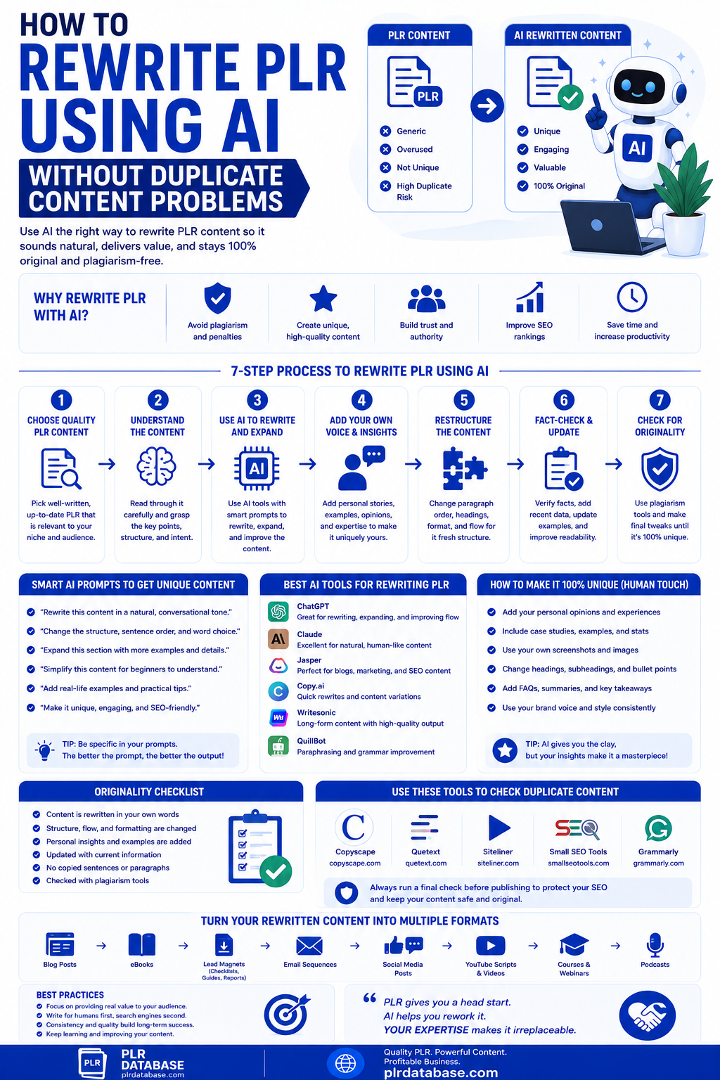 How To Rewrite PLR Using AI Without Duplicate Content Problems